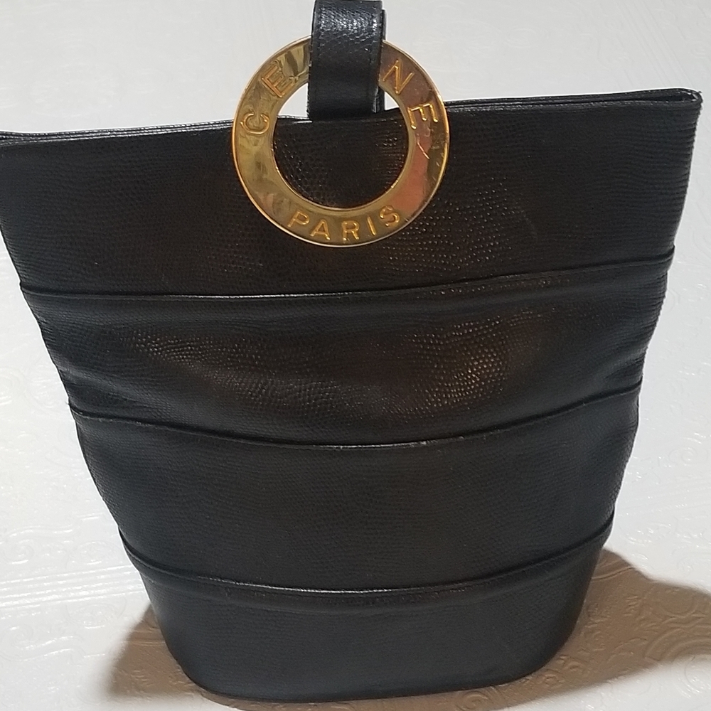 Celine Black Leather Bucket Bag - Picture 3 of 7